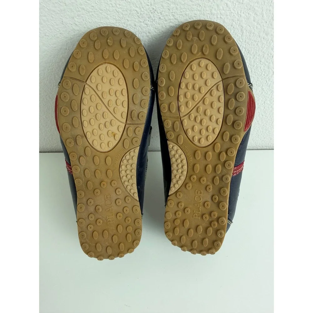 The Children's Place Boys Size 5 Navy Blue Boat Shoes Hook Loop Loafers Casual